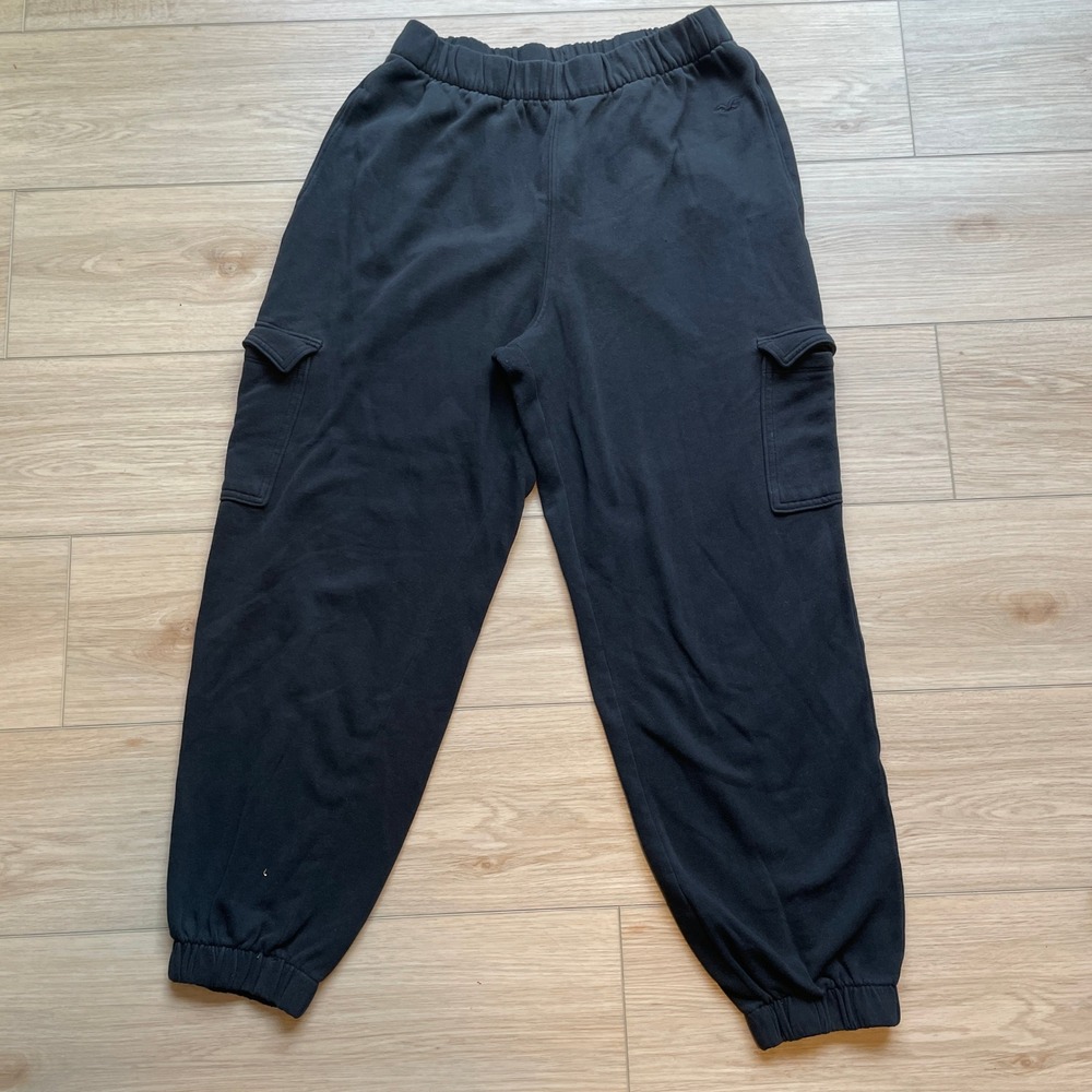 Hollister Adjustable Rise Cargo Sweatpants Black Joggers M